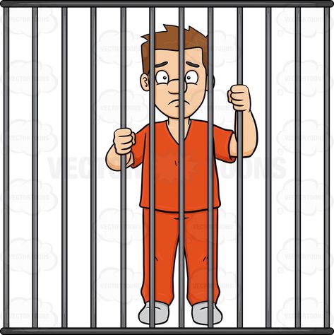 Jail Cartoon Clip Art | A Scared Man Behind Bars Cartoon Clipart | Vector clipart, Products and Police Psalm 142, Prison Drawings, Prison Outfit, Vector Animation, Prison Art, Jail Cell, Bear Coloring Pages, Bookmarks Kids, Behind Bars