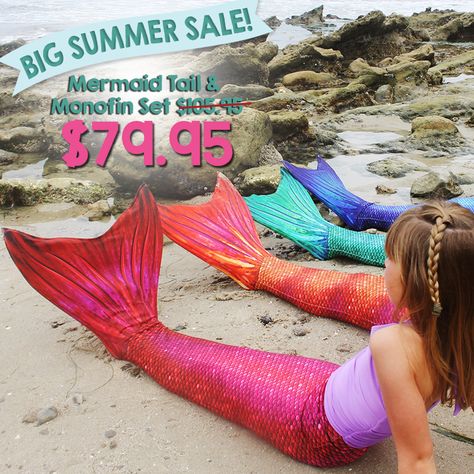 Mermaid Tails to swim in by Sun Tail Mermaid Red Mermaid Tail, Three Mermaids, Girls Mermaid Party, Summer Picture Outfits, Mermaid School, Mermaid Tales, Yellow Mermaid, Tail Mermaid, Mermaid Tails For Kids