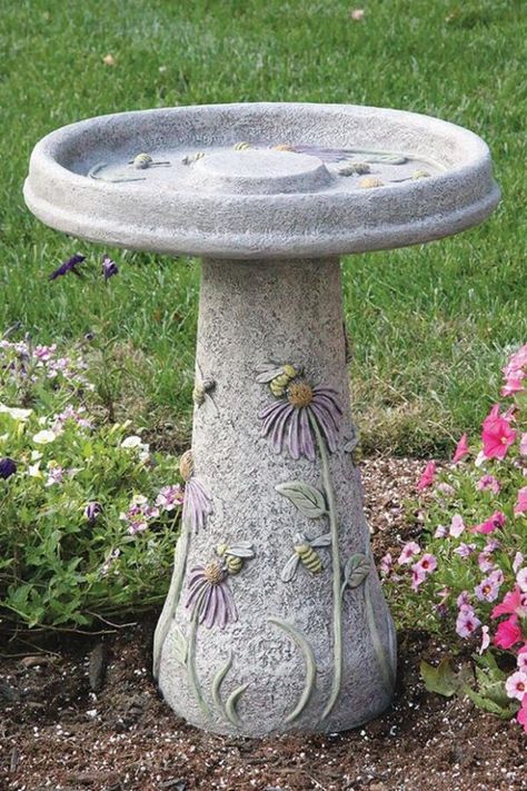 Cement Bird Bath, Rustic Bird Baths, White House Garden, Concrete Bird Bath, Diy Cement, Water Source, Concrete Color, Butterfly Theme, Garden Accents