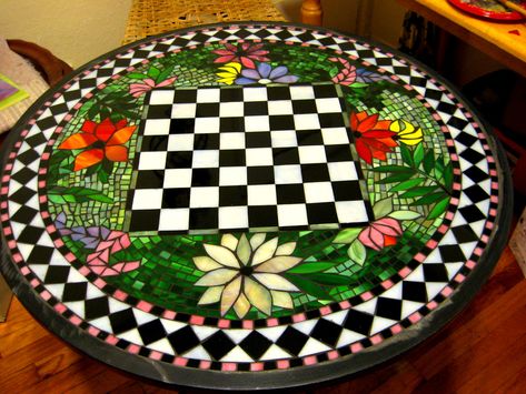 Checkerboard Table, Mosaic Furniture, Mosaic Table Top, Motif Art Deco, Mosaic Stained, Mosaic Madness, Mosaic Artwork, Mosaic Table, Game Table