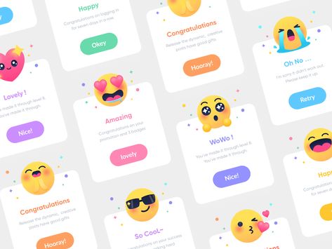 Notification Pop Up UI by SoLemon for Top Pick Studio on Dribbble Pop Up App, Ui Ux 디자인, Card Ui, Emoji Design, Mobile App Design Inspiration, App Interface Design, App Design Inspiration, Web Layout Design, Kids App