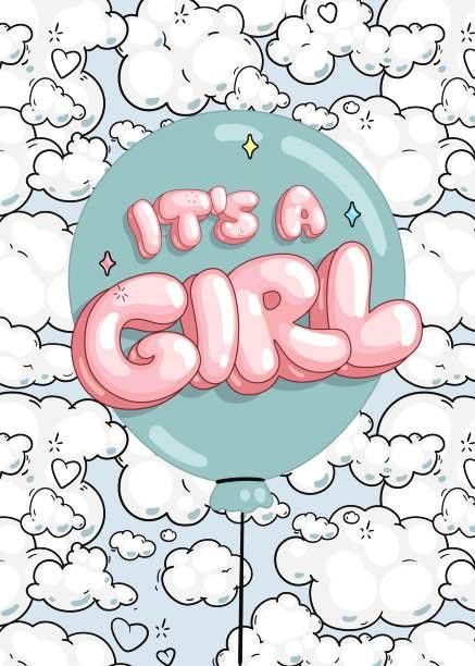 Baby Newborn Girl, Cozy Baby Room, Puffy Clouds, Its A Girl, Text Graphics, Baby Arrival, Girl Posters, Baby Newborn, Free Vector Art