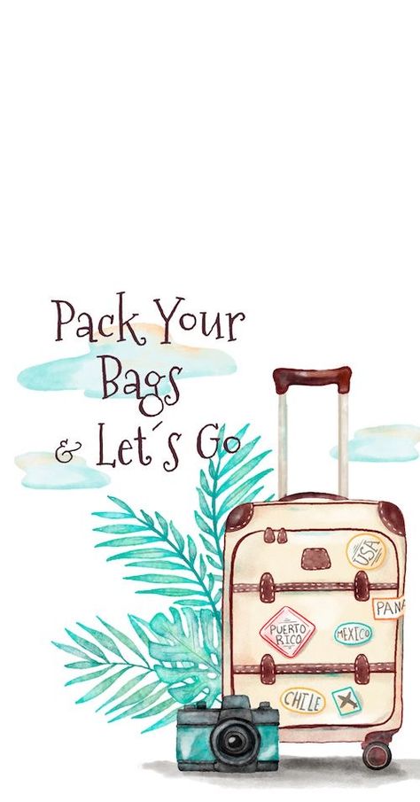 Bag Illustration, Travel Drawing, Travel Wallpaper, Pack Your Bags, Travel Illustration, Travel Diary, Travel Book, Travel Quotes, 그림 그리기