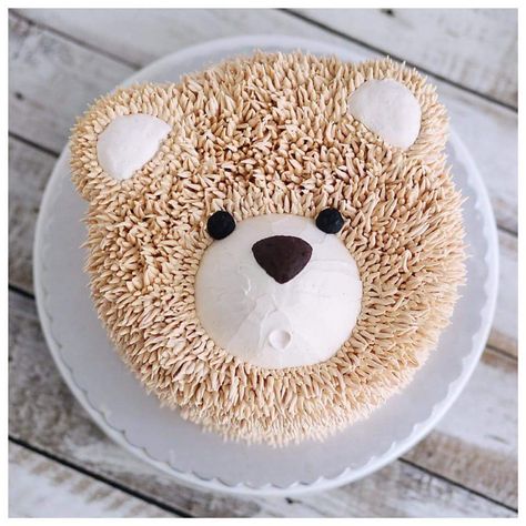 Bear Face Diferent Face Teddy Bear Face Cake, Animal Face Cake, Bear Face Cake, Bear Cake Ideas, Gökkuşaği Pasta, Teddy Cake, Teddy Cakes, Face Cake, Teddy Bear Cakes