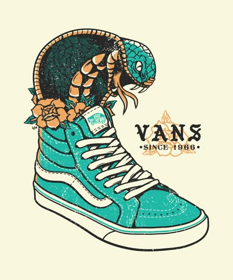 Vans snake Vans Drawing, Van Drawing, Bike Logos Design, Vans Aesthetic, Kids In Love, Skate Art, Cool Vans, Vans Logo, Sneaker Art