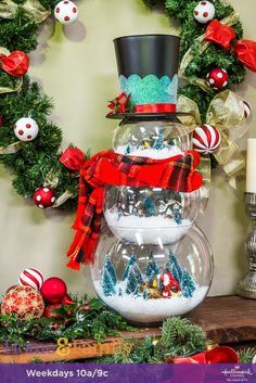 DIY Fishbowl Snowman | Paige Hemmis Fishbowl Snowman, Bowl Snowman, Christmas All Year, 4h Projects, Snowman Diy, Easy Homemade Christmas Gifts, Xmas Decorations Diy, Christmas Candles Diy, Christmas Spoons