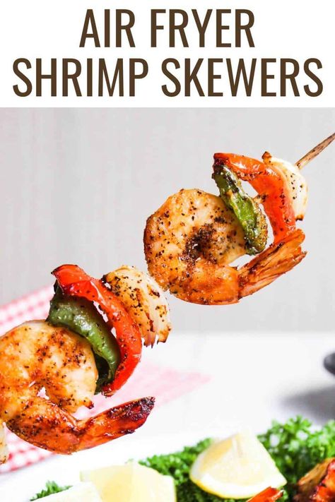 These grilled shrimp skewers are cooked perfectly in an air fryer or grill. They make a delicious meal with minimal effort. Skewers Air Fryer, Bbq Shrimp Skewers, Bbq Shrimp Recipe, Best Summer Recipes, Air Fryer Recipes Vegetables, Easy Shrimp Recipes, Shrimp Skewer Recipes, Shrimp Bbq Recipes, Grilled Shrimp Skewers