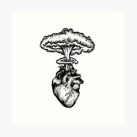 Get my art printed on awesome products. Support me at Redbubble #RBandME: https://www.redbubble.com/i/art-print/Nuclear-explosion-Hearts-by-Mar-Max/119679956.1G4ZT?asc=u Heart Explosion, Nuclear Explosion, Heart Art Print, Cover Ideas, Elements Of Design, Heart Art, Large Prints, Cotton Paper, Album Covers