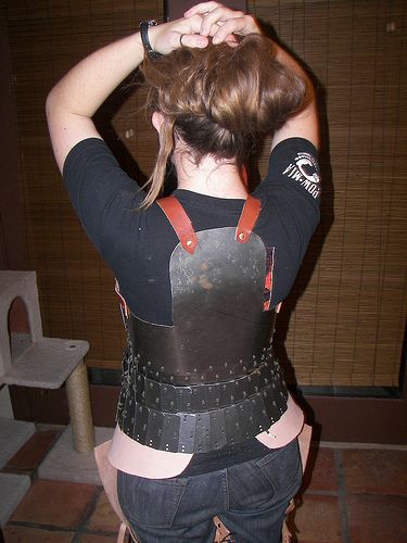 Back of Armor | More about my armor making here: www.morgand… | Flickr Diy Breastplate Armor, Diy Chest Plate Armor, Vambrace Armor, Splint Mail Armor, Knight Female, Armour Chest Plate, Armor Female, Armor Making, Lamellar Armor