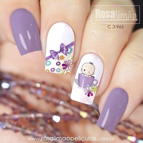 Baby Shower Nail Art, Baby Nail Art, Shower Nails, Baby Shower Nails, Tape Nail Art, Nail Art Pictures, Nail Salon Design, Nail Art Disney, Baby Nails