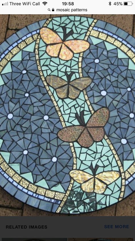 Mosaic Design Ideas, Free Mosaic Patterns, Easy Mosaic, Butterfly Mosaic, Mosaic Birdbath, Mosaic Art Diy, Mosaic Stepping Stones, Mosaic Animals, Mosaic Garden Art