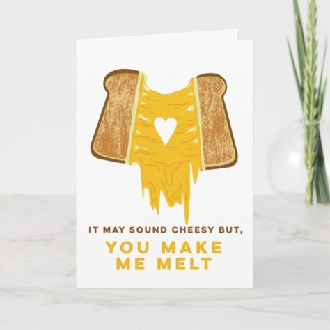 Cute Valentines Day Cards, You Make Me Melt, Punny Cards, Funny Valentines Cards, Food Pun, Valentine Postcards, Cards For Boyfriend, Pun Card, Homemade Valentines