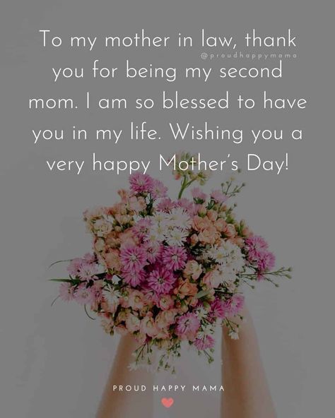 Find the perfect happy Mothers Day quotes for mother in law to wish your mother in law a happy Mother’s Day! If you want to let your mother in law know how loved and appreciated she is, then happy Mothers Day to my mother in law are sure to inspire you! #motherinlaw #happymothersday #mothersday Good Mother In Law Quotes, Mothers Day Wishes To All Mothers, Mother’s Day Quotes, Mother's Day Wishes Quotes, Quotes For Mother In Law, Mother Day Quotes, Happy Mothers Day Daughter, Happy Mother's Day Quotes, Quotes For Mother