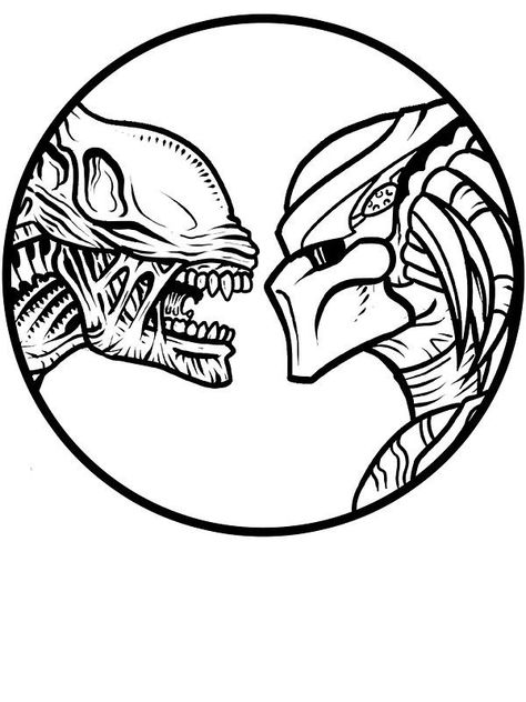 Alien vs predador Predator Tattoo, Aliens Tattoo, Predator Artwork, Predator Alien Art, Alien Drawings, Alien Tattoo, Arte Alien, Aliens Movie, Tattoo Stencil Outline