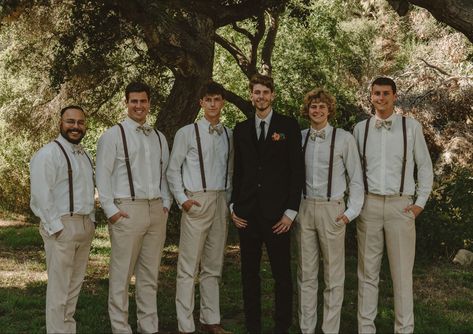 No Jacket Groomsmen, Black Suit Groom, Groom Black Suit, Groom Suit Black, Groom And Groomsmen Suits, Groomsmen Looks, Suit Groom, Tan Pants, Groomsmen Suits