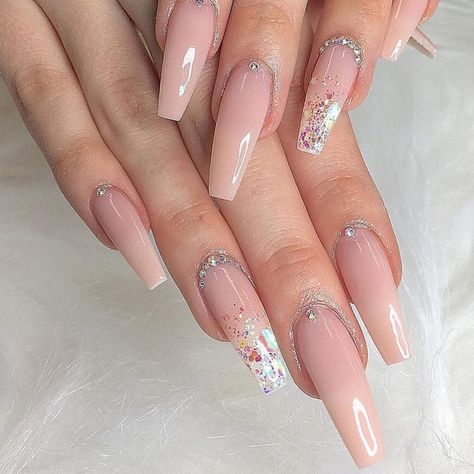 Swan Lake🦢 • Do you have a favourite sport?👇🏼 📸: @uniquenailsdupont - #allacrylic #nailove #nailsfordays #nail_me_good_ #nailtechlife… Nude Nail Designs, Coffin Shape Nails, Bling Acrylic Nails, Summer Acrylic Nails, Pink Acrylic Nails, Glitter Nail Art, Coffin Nails Designs, Pretty Acrylic Nails, Fancy Nails