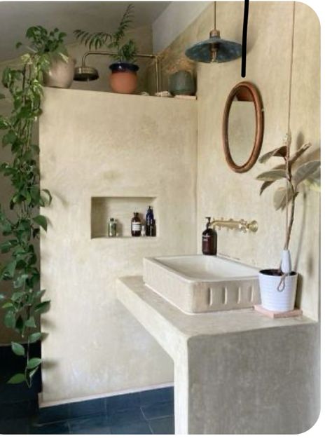 Small Bathroom Ideas Mexico, Bathroom In Mexico, Sink In Bedroom, Mexico Bathroom, Cement Bathroom, Unique Bathroom, In Front Of House, Bathroom Inspiration Decor, Apartment Decor Inspiration