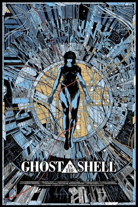 Asylum Horror, Shell Poster, Kilian Eng, Mamoru Oshii, Occult Tarot, Mondo Posters, Anime Ghost, Motoko Kusanagi, Screen Print Poster