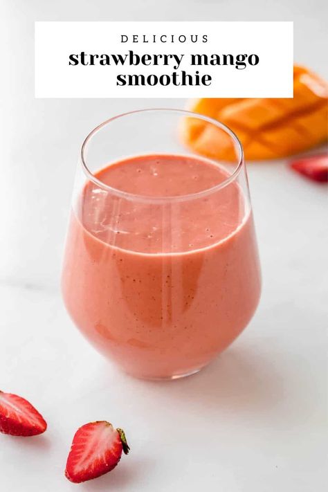 Strawberry Mango Smoothie Recipe, Fresh Healthy Recipes, Strawberry Recipes Easy, Mango Smoothie Recipe, Smoothie Without Yogurt, The Perfect Smoothie, Breakfast Vegetarian, Strawberry Mango Smoothie, Chia Recipes