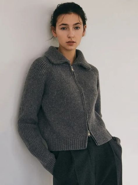 Discover great products at the best prices at Dealmoon. Rib Casual Knit Zip-Up_Charcoal. Price:$89.00 Gray Outfit, Grey Outfit, Grey Cardigan, Charcoal Gray, Zip Up, Cardigans For Women, Charcoal Grey, Cardigans, Zip Ups