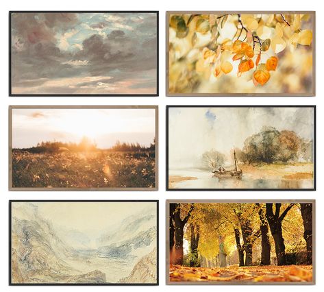 When the fall season rolls in I love that I can easily update my Samsung Frame TV artwork in just minutes. Finding art for free is my favorite kind of art to display. This set of 6 digital Fall Frame TV Art prints has both vintage and modern options. Updating your art is an easy way to change the entire look of your room. Samsung Frame Tv Artwork, Free Frame Tv Art Fall, Samsung Frame Tv Art Fall, Frame Tv Art Download Free, Fall Frame Tv Art, Samsung Frame Tv Art Free, Free Frame Tv Art, Frame Tv Art Free, Picture Frame Tv