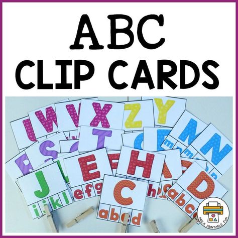 These ABC clip cards are a fun way to learn and practice matching uppercase and lowercase letters! Easily set up this activity by printing, laminating, and then setting out with clothespins or markers. #shop #prekprintablefun Matching Uppercase And Lowercase Letters, Consonant Vowel Consonant Words, Letter Formation Activities, Nature Based Learning, Letter Sort, Preschool Lesson Plans, Letter Activities, Letter Formation, Clip Cards