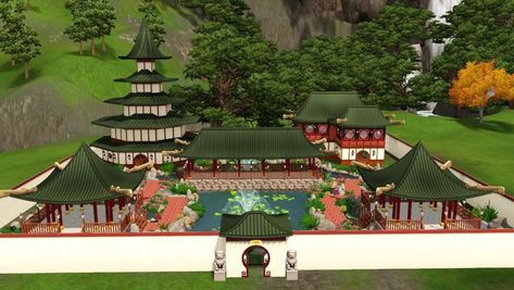 Mod The Sims - Xiang Dao - Chinese garden (No CC) Sims 4 Chinese House, Sims 4 Chinese Cc, Chinese Palace, Flower Garden Plans, Sims Stories, Chinese House, Gardens Of Babylon, Garden Site, Sims Building