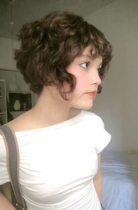 Pixie Cut For Thick Wavy Hair, Short Layered Haircuts Round Face, Short 2b Curly Hair, Ramona Flowers Haircut Curly, Pixie Haircut Round Face Plus Size, Curly Androgynous Hair, Short Wavy Hair Round Face, Shirt Wavy Hair, Short Haircuts Wavy