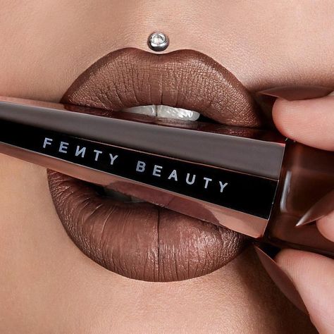 Chocolatey good! 🍫 #UNVEIL #STUNNA Lip Paint is our new BO$$ brown nude. Apply it once for a 12-hour perfect matte wear! | #rihgram… Chocolate Brown Lipstick, Kesha Hair, Lip Art Makeup, Makeup News, Cool Skin Tone, Brown Lipstick, Hair Patterns, Lip Contouring, Lip Swatches