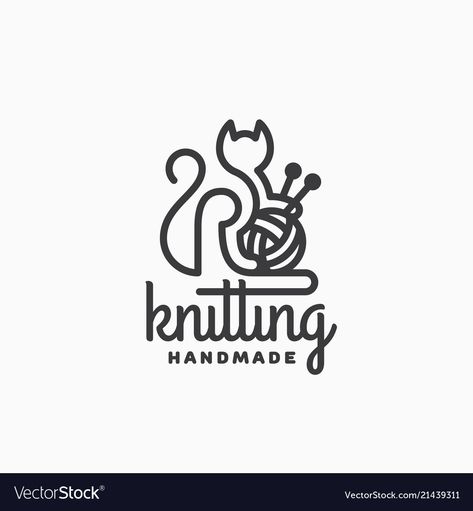 Knitting Logo Design, Knitting Logo, Crochet Store, Star Logo Design, Craft Label, Crochet Business, Hand Logo, Cat Logo, How To Purl Knit