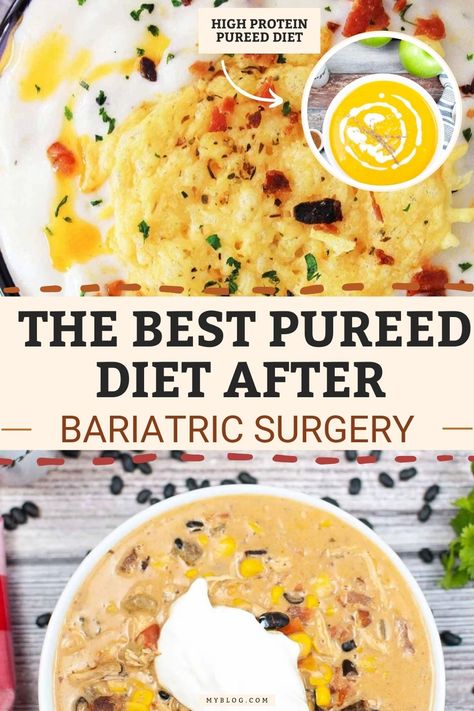 Fuel your post-surgery diet with these easy and tasty puree recipes! Perfect for the early phases of your weight loss journey, each recipe is nutritious and delicious.pureed foods after bariatric surgery, gastric bypass or gastric sleeve.Vsg Puree Recipes High Protein|Bariatric Recipes Sleeve Liquid Diet Stage One Bariatric Recipes, Wls Soft Food Stage, Post Surgery Bariatric Diet, Rny Gastric Bypass Recipes Liquid Diet, Bariatric Stage 2, Pureed Food Recipes After Jaw Surgery, Bariatric Trader Joes, Gastric Bypass Full Liquid Diet, Gastric Bypass Ricotta Bake