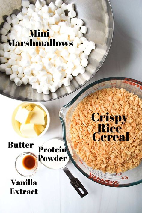 Rice Crispy Healthy, Protein Marshmallow Treats, Rice Krispie Protein Bites, Protein Krispy Treats, Healthier Rice Crispy Treats, Healthy Rice Krispie Treats Protein, Types Of Rice Krispie Treats, Low Calorie Rice Crispy Treats, Protein Rice Krispies