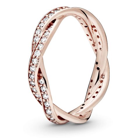 PANDORA Jewelry Twist of Fate Cubic Zirconia (As an Amazon Associate I earn from qualifying purchases) Pandora Rings Stacked, Rings Stacked, Gold Ring For Women, Pandora Rose, Rose Gold Crystal, Braided Ring, Pandora Rings, Cubic Zirconia Rings, Cute Rings