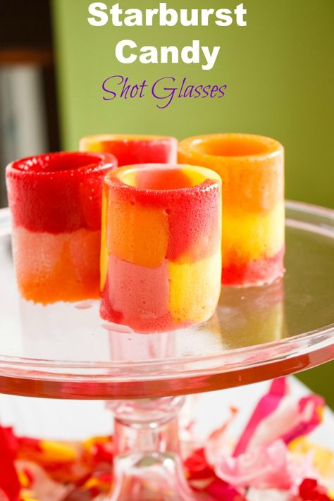 Starburst Candy Shot Glasses 6                                                                                                                                                                                 More Candy Shot Glasses, Jolly Rancher Shot Glasses, Edible Shot Glasses, Shot Glass Mold, Shots Alcohol Recipes, Candy Shots, Shot Glass Desserts, Starburst Candy, Leftover Halloween Candy