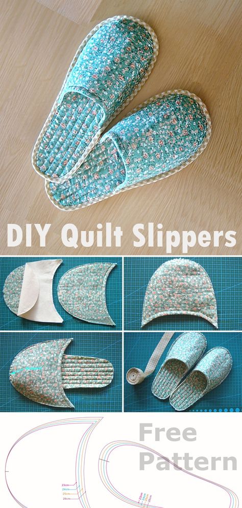 DIY Quilt Slippers Pattern Sewing Slippers Pattern, Diy Felted Slippers, Fabric Slippers Pattern Free, Quilted Slippers Pattern Free, Slipper Pattern Sewing, Slipper Sewing Pattern Free, Felted Slippers Pattern Free, Slippers Sewing Pattern Free, Diy Slippers Pattern