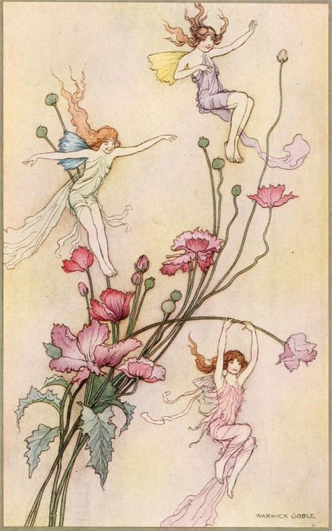 Warwick Goble, Baby Shower Party Invitations, Vintage Nursery Decor, Fairy Baby, Classic Art Prints, Fairy Illustration, Vintage Fairy, Floral Baby Shower Invitations, Vintage Fairies