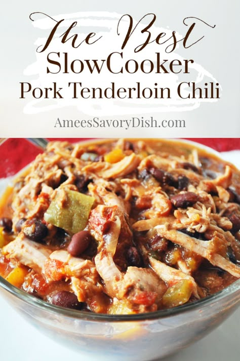 Pork Tenderloin Chili, Hardy Soups, Recipe For Pork Tenderloin, Pulled Pork Chili Recipe, Crockpot Casseroles, Unique Chili Recipes, Pork Chili Recipe, Pulled Pork Chili, Recipe For Pork