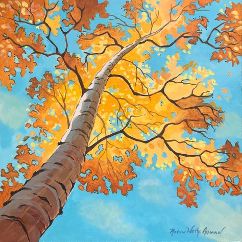 Looking Up At Trees, Aspen Trees Painting, Heal The Soul, Fall Tree Painting, Aspen Art, Fall Drawings, Birch Tree Art, Birch Tree Painting, Fall Trees