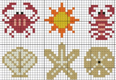 Sea Life Cross Stitch Patterns, Starfish Cross Stitch Pattern, Cross Stitch Ocean Patterns, Starfish Cross Stitch, Ocean Cross Stitch Patterns Free, Beach Cross Stitch Patterns Free, Beach Cross Stitch Patterns, Ocean Pixel Art, Small Cross Stitch Patterns