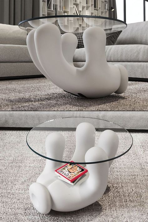 Room Art Decor Ideas, Cool Coffee Tables Diy, Sculpture Coffee Table, Sculptural Coffee Table, Cute Coffee Tables, Disney Office Decor, Disney Sculpture, Living Room Statue, Art Living Room Ideas