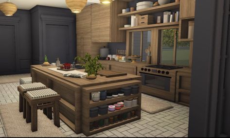 Modern Boho Bloxburg House, Blox Burg Interior, Bloxburg Room Ideas Kitchen, Earthy Bloxburg House, Blox Burg Kitchen, Vintage Kitchen Bloxburg, Bloxburg Inspo House, Rustic Bloxburg House, Bloxburg Mansion Interior