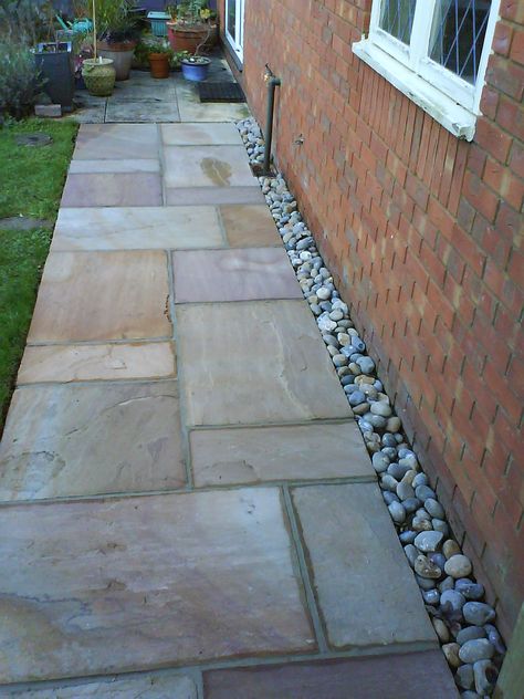 Cobble Edging, Staggered Paving Garden Paths, Sandstone Path, Sandstone Stepping Stones Garden Paths, Sandstone Garden Edge, Sandstone Crazy Paving Path, Natural Sandstone Paving, Front Path, Indian Sandstone