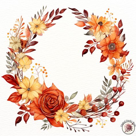 Watercolor Autumn Leaves Wreath Clipart Floral Geometric Wreath Drawings for Scrapbooking Harvest & Thanksgiving Decoration https://digitalduskyrose.etsy.com/listing/1769386413 Welcome the warmth of fall with our Watercolor Autumn Leaves Wreath Clipart! Perfect for scrapbooking, harvest decorations, and Thanksgiving projects, these floral geometric wreath drawings capture the essence of the season. Infuse your designs with brilliant autumn colors and intricate details. Ideal for invitations... Autumn Border Designs, Autumn Leaves Wreath, Geometric Wreath, White Board Drawings, Card Wreath, Fall Borders, Watercolor Autumn Leaves, Thanksgiving Projects, Leaves Wreath