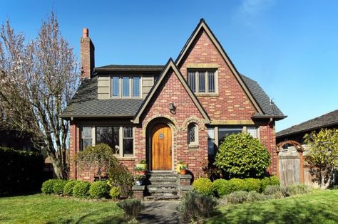 Seattle brick Tudor home...love this Brick Cottage Homes, Brick Tudor, Tudor Home, Brick Houses, Brick Cottage, Tudor Cottage, Storybook Homes, Tudor Revival, Home Cottage