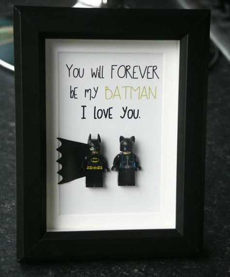 Valentines Romantic Quotes, Personalised Valentines Gifts For Him, Batman Wedding, Lego Wedding, Superman Gifts, Surprise Gifts For Him, Batman Gifts, Frame Birthday, Birthday Presents For Him