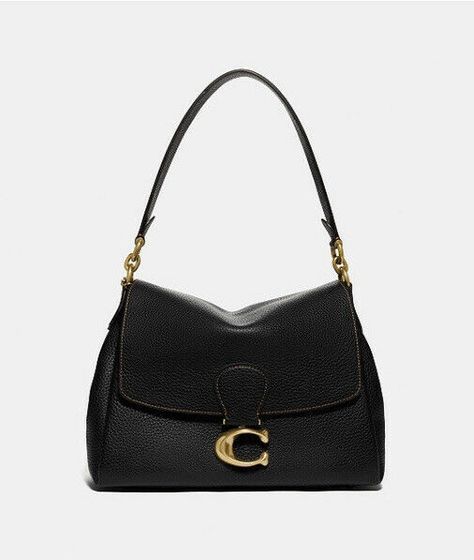 Bonnie Cashin, Pretty Bags, Mode Inspo, Black Shoulder Bag, Coach Bag, Coach Leather, Cute Bags, Pebbled Leather, Coach Bags