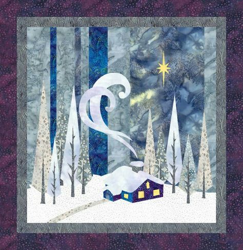 Quilt fusion raw edge applique pattern-winter History Of Quilting, Fusible Applique, Landscape Art Quilts, Applique Art, Quilted Wall Hanging, Christmas Quilt Patterns, Landscape Quilt, Applique Quilt Patterns, Christmas Applique