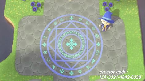 Acnh Summoning Circle Code, Acnh Halloween Code, Acnh Custom Design, Animal Crossing Music, Spell Circle, Summoning Circle, Radial Pattern, Animal Crossing Qr Codes Clothes, Animal Crossing Wild World