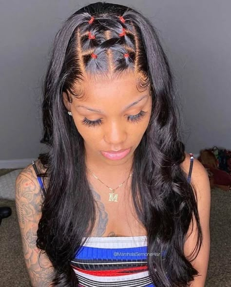 Flat Ironed Hair, Rubber Band Hairstyles, Flat Iron Hair, Iron Hair, Flat Iron Hair Styles, Natural Hair Styles Easy, Hair Ponytail Styles, Hair Laid, Straight Lace Front Wigs