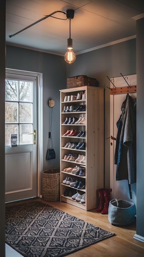 Discover how to create an organized and inviting entryway with the HEMNES Shoe Cabinet! Strategically positioned by the door, this cabinet not only provides easy access to your footwear but also enhances your space's aesthetic. Ready to transform your entryway? Click through for more styling tips and inspiration! #EntrywayDecor #IKEAStyle #HomeOrganization #HEMNES #ShoeStorage #CoatRack #InteriorDesign Cabinet Aesthetic, Hemnes Shoe Cabinet, Cabinet Style, Shoe Cabinet, Styling Tips, Shoe Storage, Entryway Decor, Coat Rack, The Door